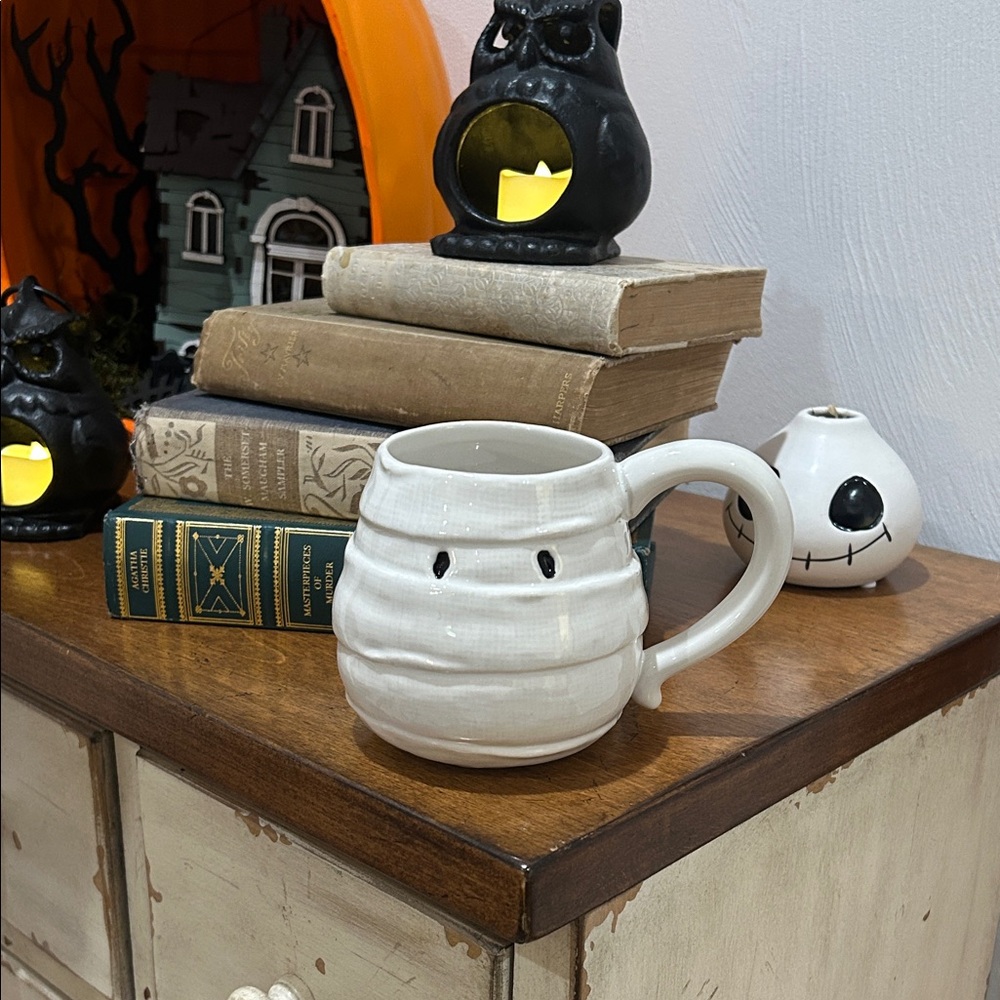 White Pottery Barn Ghost Mug